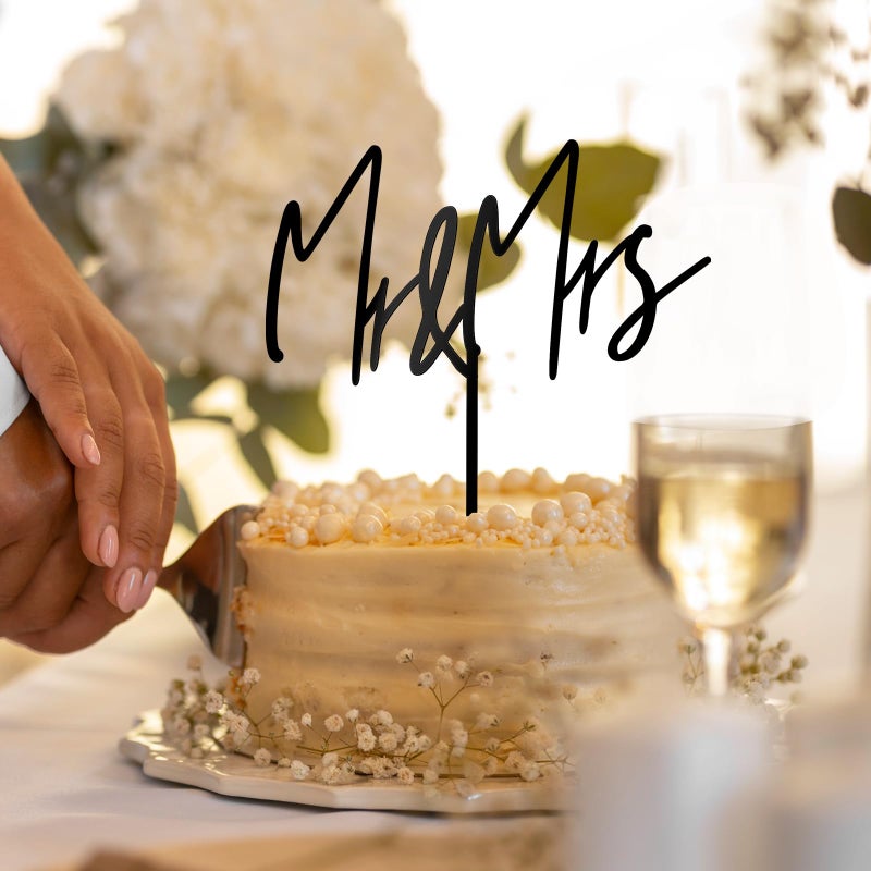 غلاف كعكة الزفاف باللون الأسود من Party to Be Mr & Mrs (تصميم 02) - Image 2